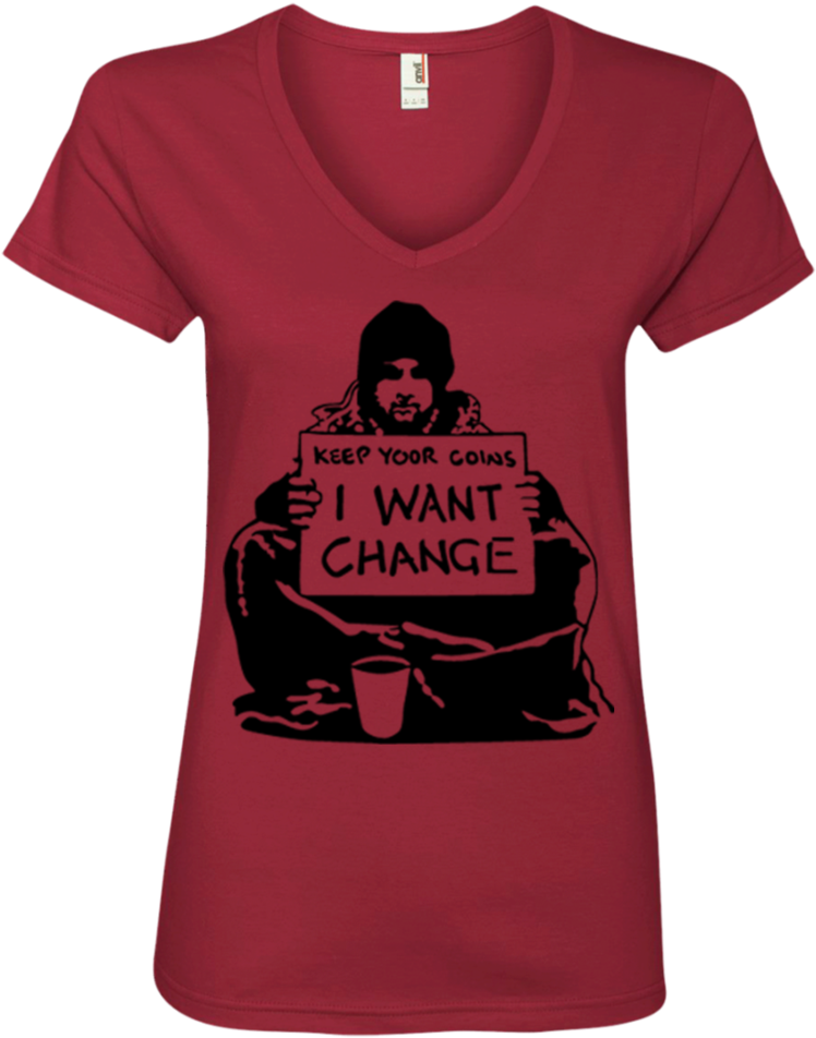 Banksy's Keep You Coins I Want Change Ladies' V-neck - Keep Your Coins I Want Change Stencil (960x960), Png Download