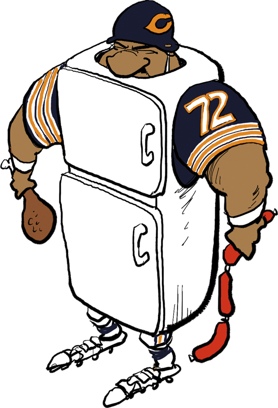 William Perry, Faker's Guide To Chicago Bears - Refrigerator Perry Cartoon (556x814), Png Download
