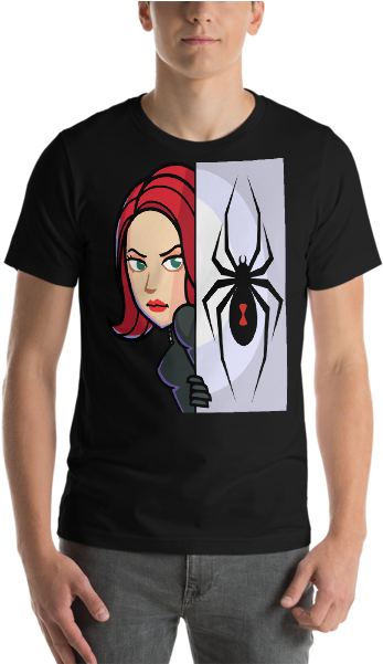 Black Widow Sexy Red Hair Marvel The Avengers Cartoon - Shirt (600x600), Png Download