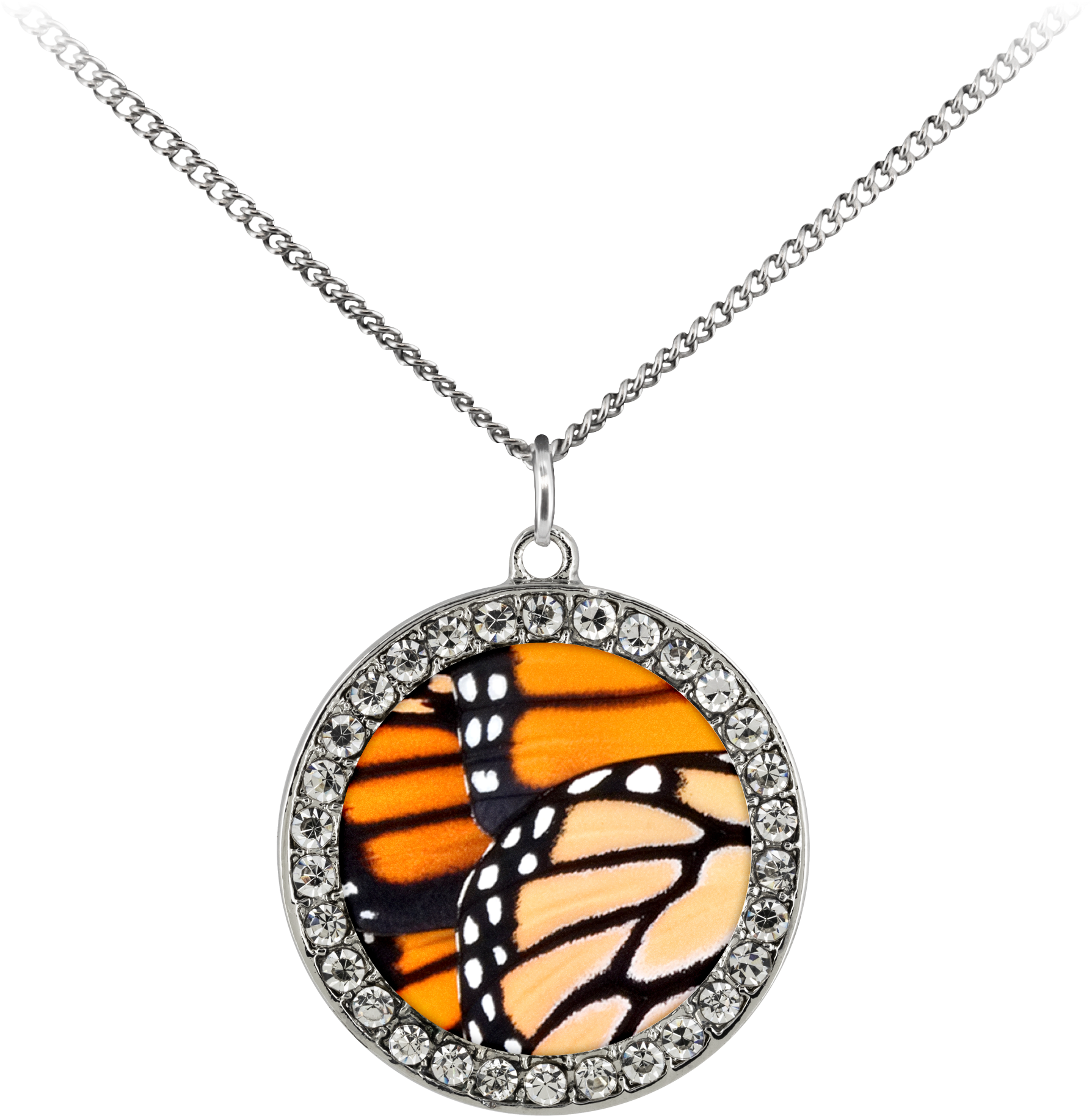 Monarch Butterfly Wings Stone Coin Necklace - Necklace (2000x2000), Png Download