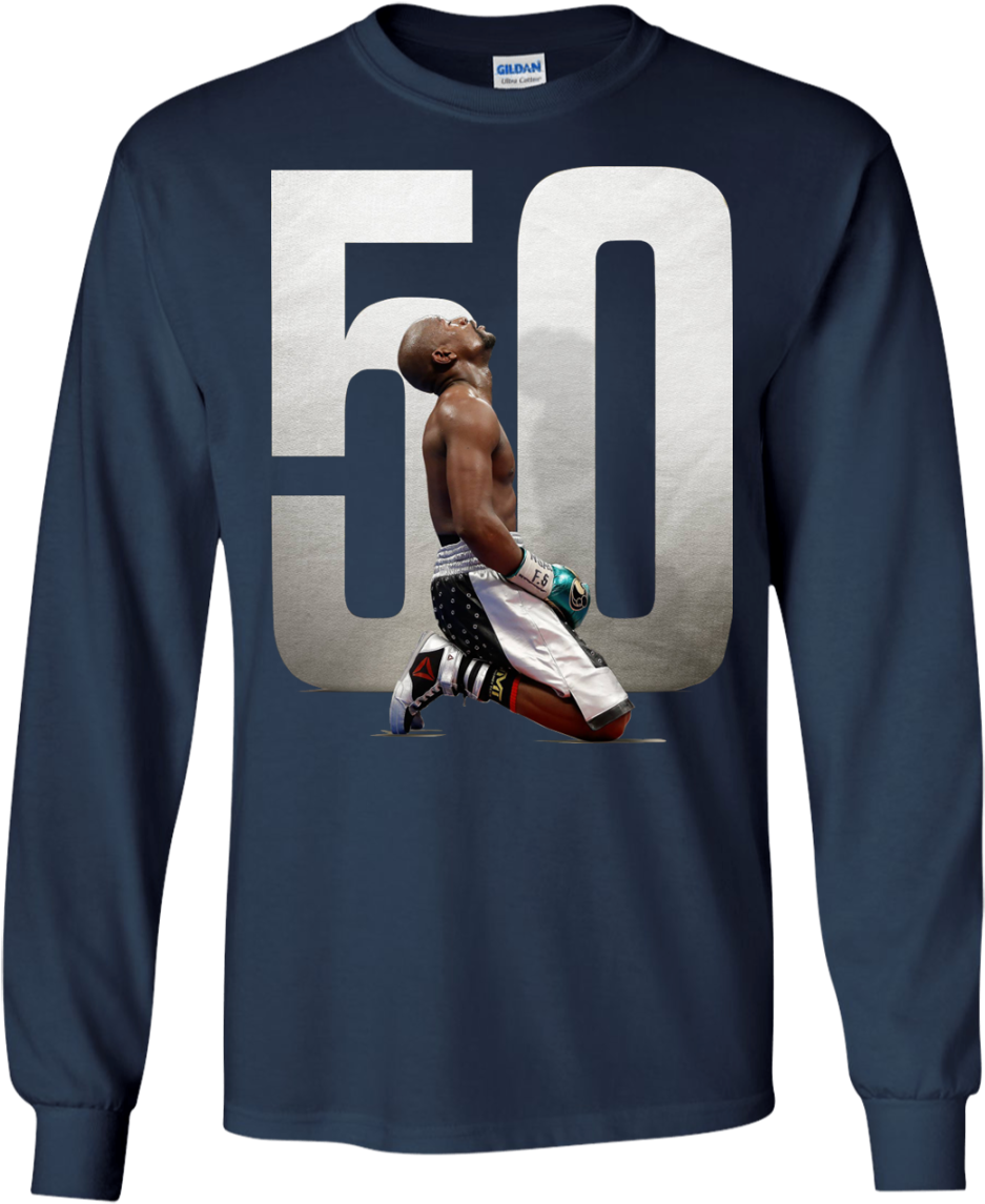 Floyd Mayweather 50-0 Shirt, Hoodie, Tank - Long-sleeved T-shirt (1155x1155), Png Download