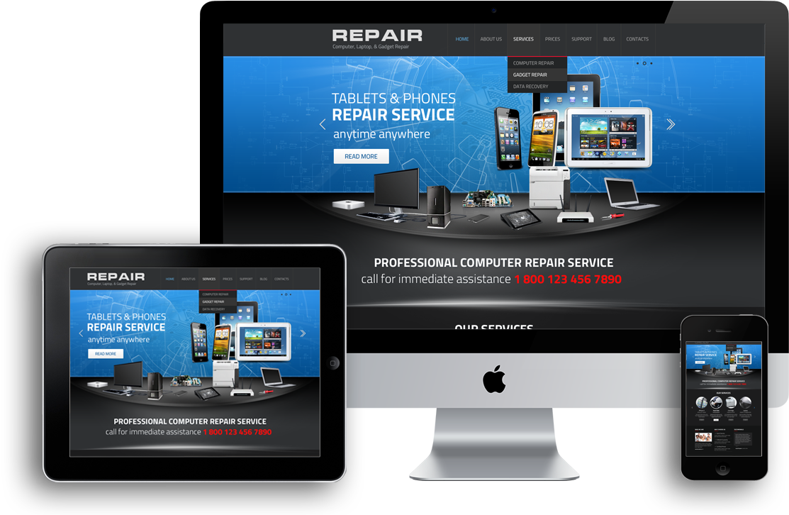 Computer Repair Wordpress Template - Radio Template Responsive Free (1208x737), Png Download