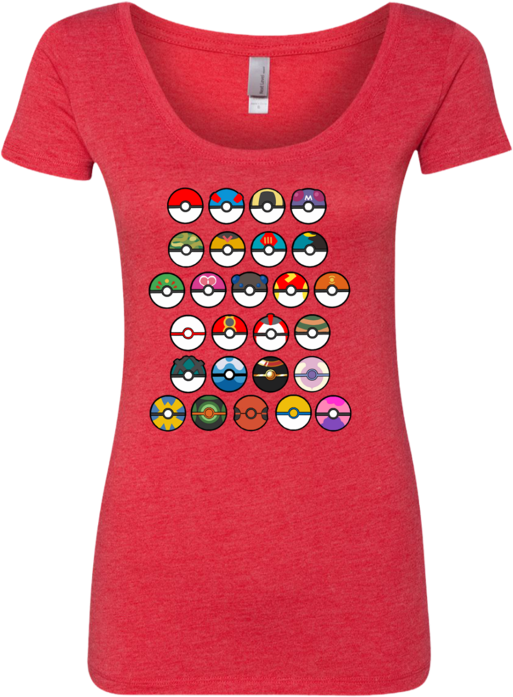 Pokemon Go Poke Balls Next Level Ladies Triblend Scoop - Shirt (1024x1024), Png Download