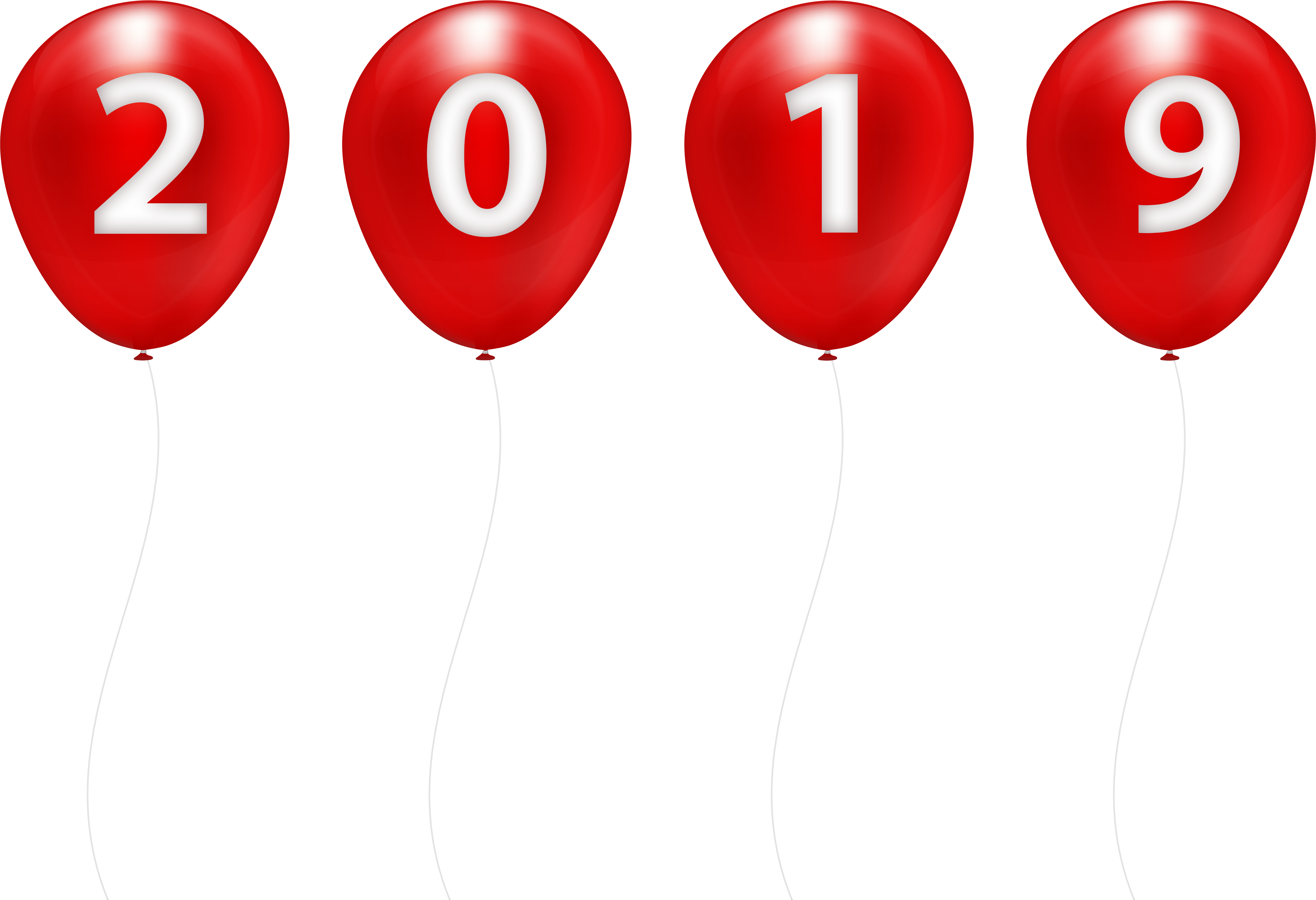 2019 Red Balloons Clip Art Image - Happy New Year 2019 Balloons Png (8000x5511), Png Download