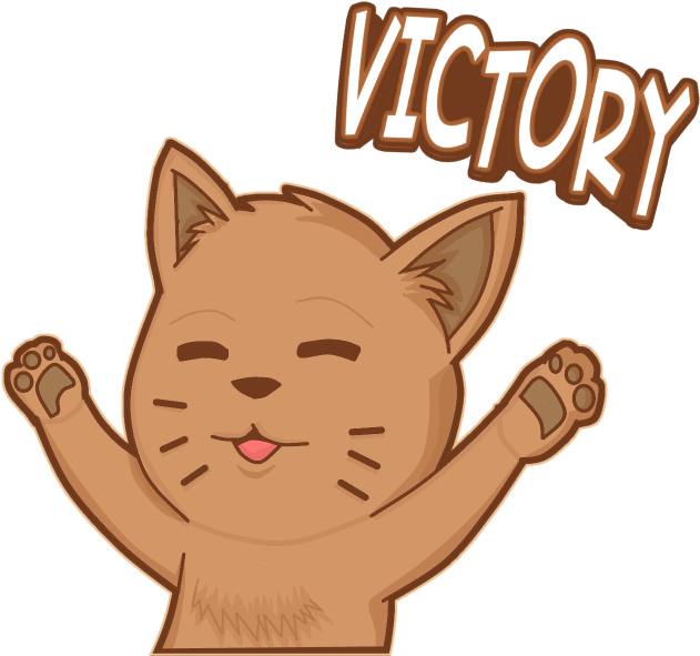 Victory Cat (686x600), Png Download