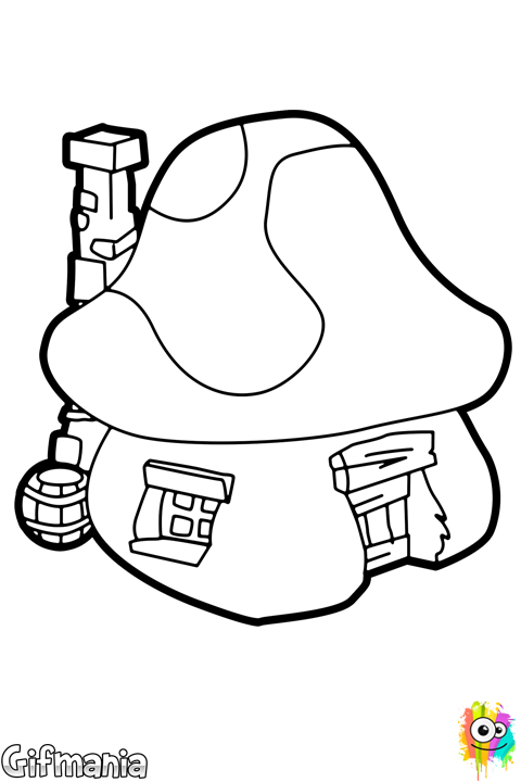 Colorea A Tu Gusta Esta Casa De Los Pitufos - Aldea De Los Pitufos Para Colorear (480x720), Png Download