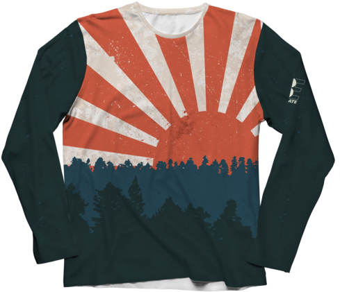 Rising Sun Long Sleeve - Sweater (600x525), Png Download