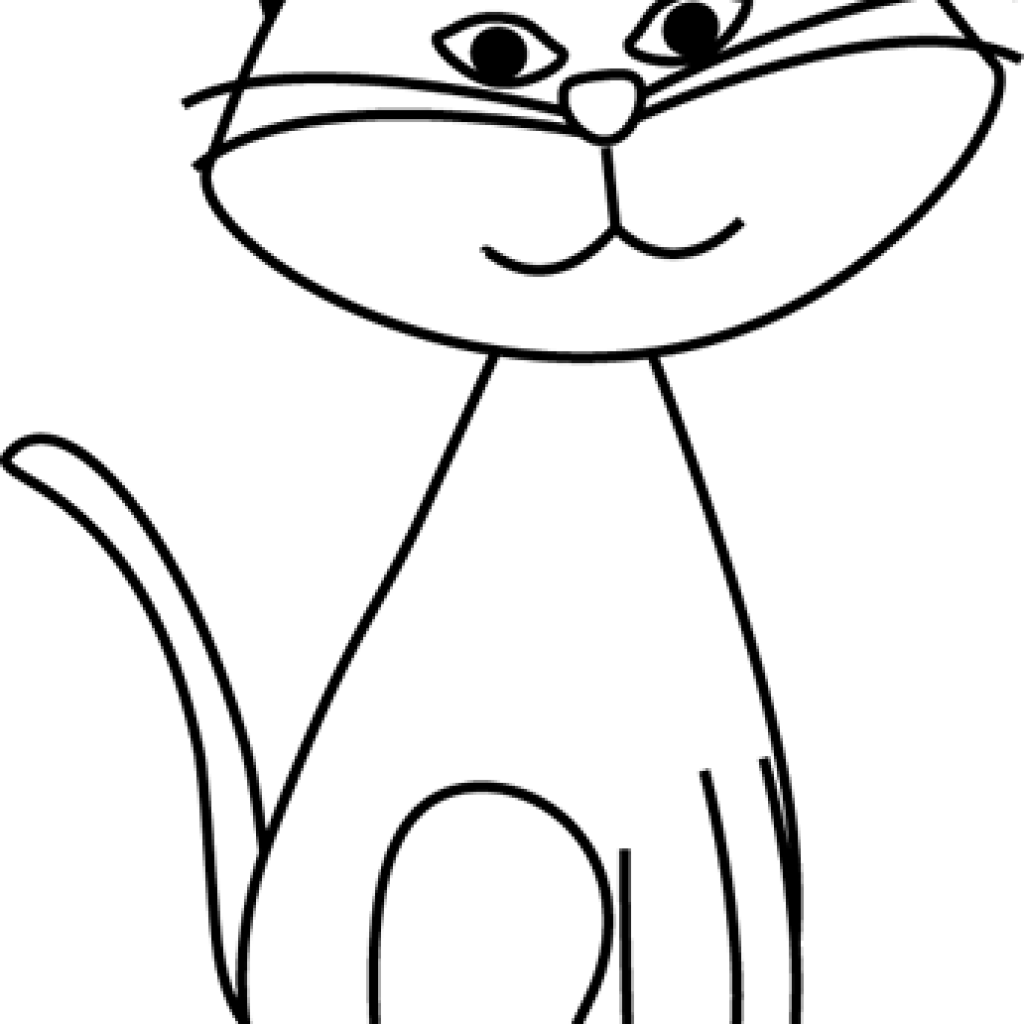 Cat Clipart Black And White Black And White Black Cat - Cartoon (1024x1024), Png Download
