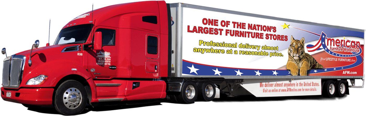 Already Scheduled A Delivery - American Furniture Warehouse Truck (1450x474), Png Download
