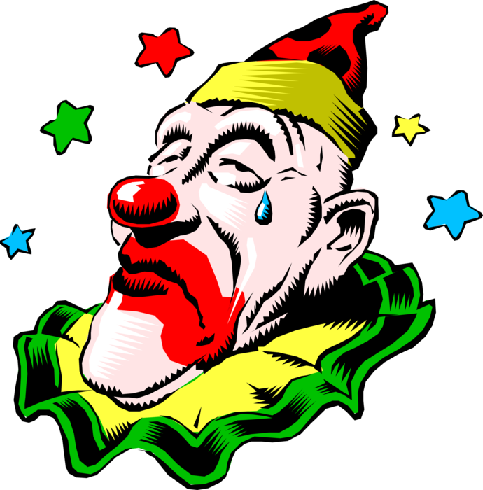 Vector Illustration Of Big Top Circus Clown With Sad - Circus Clowns (690x700), Png Download