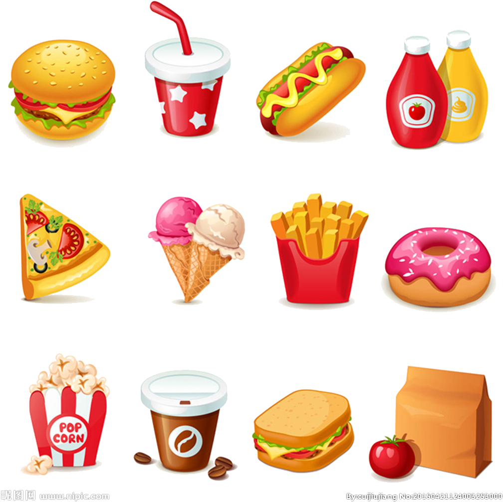 Hamburger Hot Dog Fast Food Junk Food Clip Art - Imágenes De Comida Chatarra Dibujos (1008x1007), Png Download