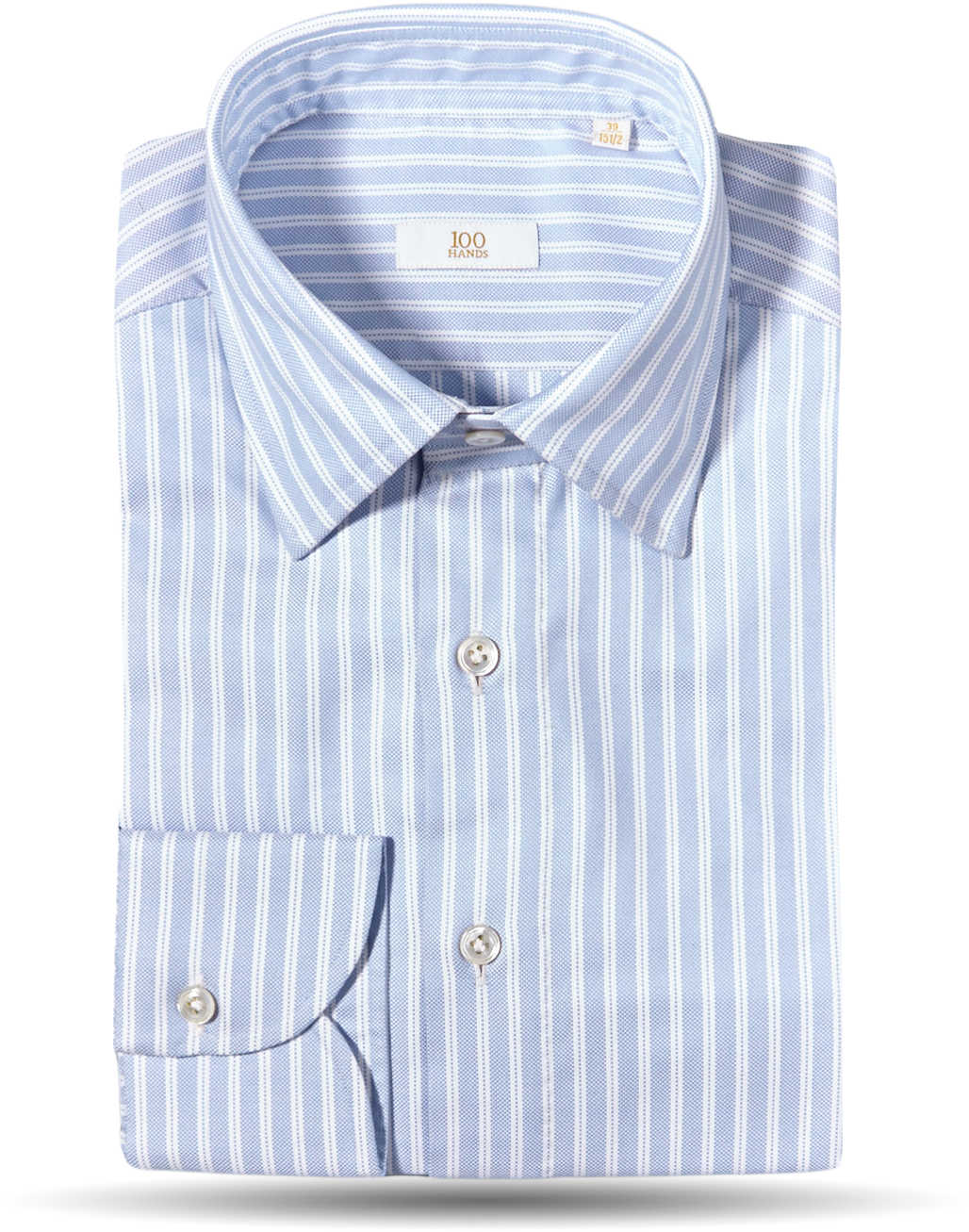 Light Blue Dobby Stripe Cotton Gold Line Handmade Shirt - Button (1440x1440), Png Download