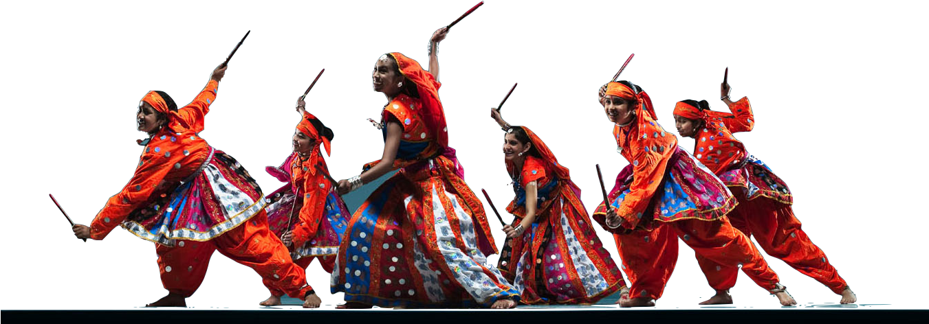 Raas Dancers - Garba Dance Of Gujarat (1350x583), Png Download