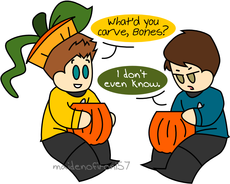 Art Star Trek Spock Leonard Mccoy Jim Kirk Mcspirk - Cartoon (800x642), Png Download