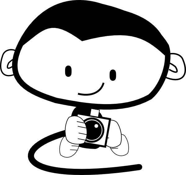 Monkey With Camera Cartoon (600x565), Png Download