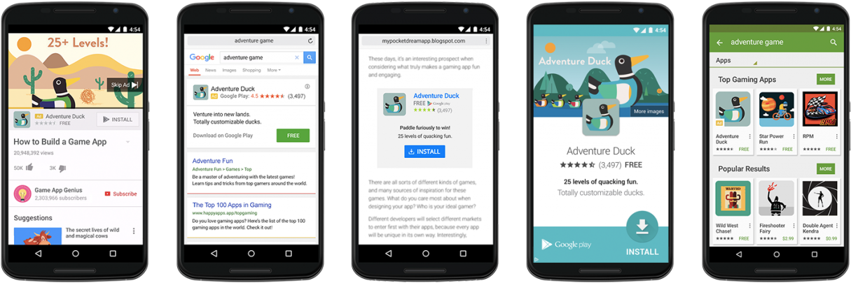 Google Eyes Crm And App Install Budgets With New Advertising - Universal App Campaign Examples (1280x426), Png Download