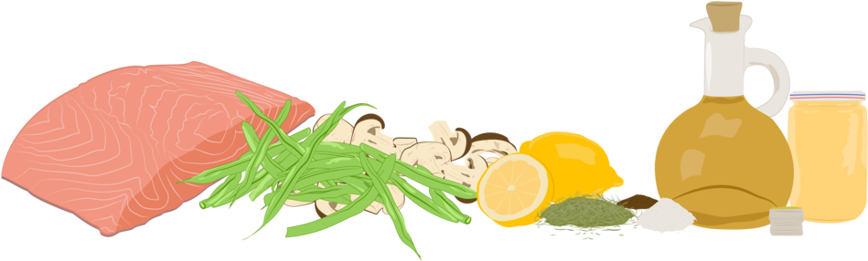 Mustard Salmon With Lemon Green Beans And Mushrooms - Natural Foods (1000x321), Png Download