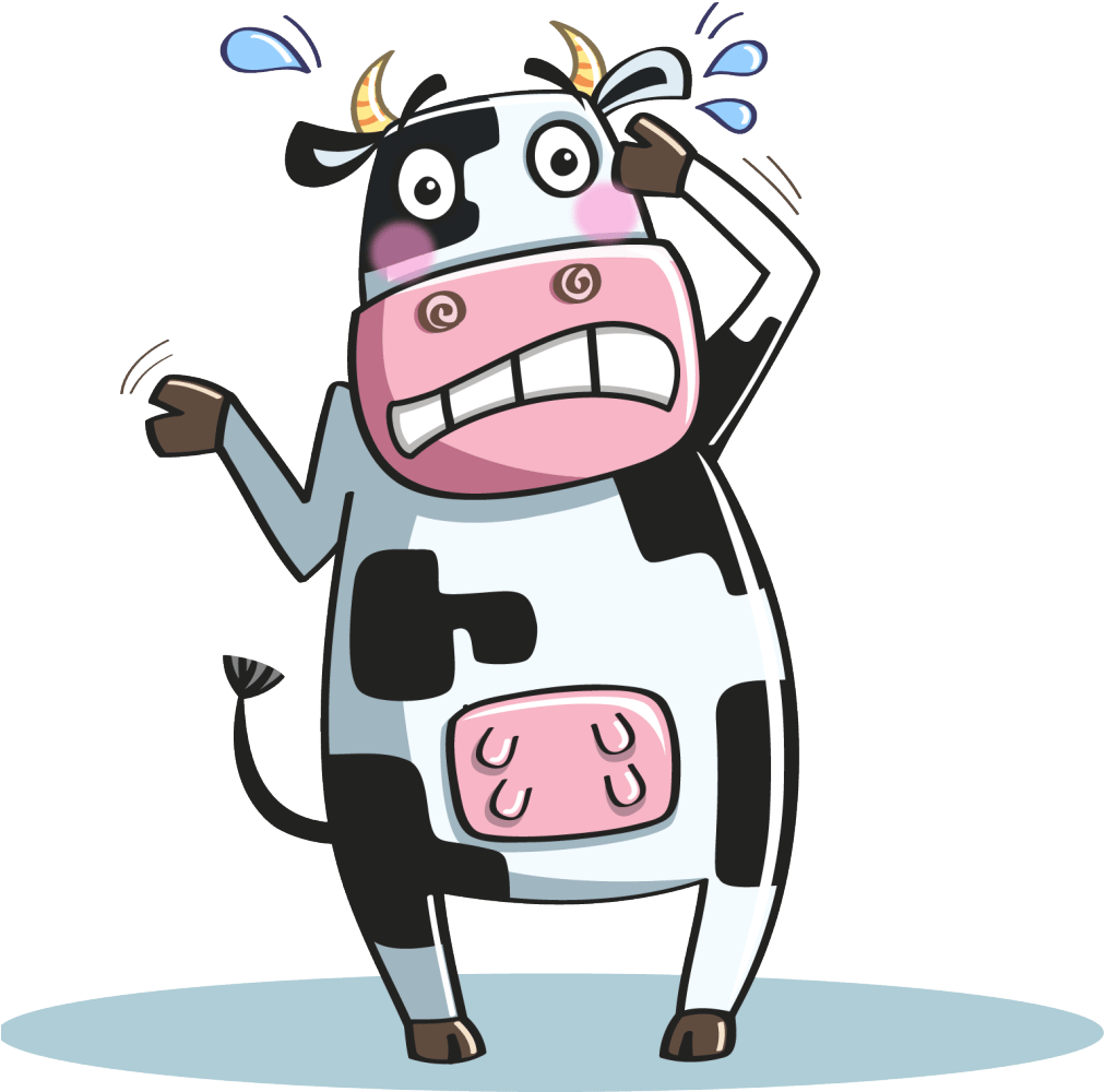 Surprised Cow Cartoon (1024x1019), Png Download