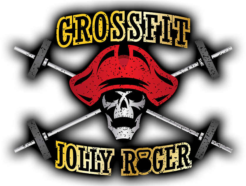 Crossfit Jolly Roger Logo Skull With Barbell Crossbones - Graphic Design (929x632), Png Download