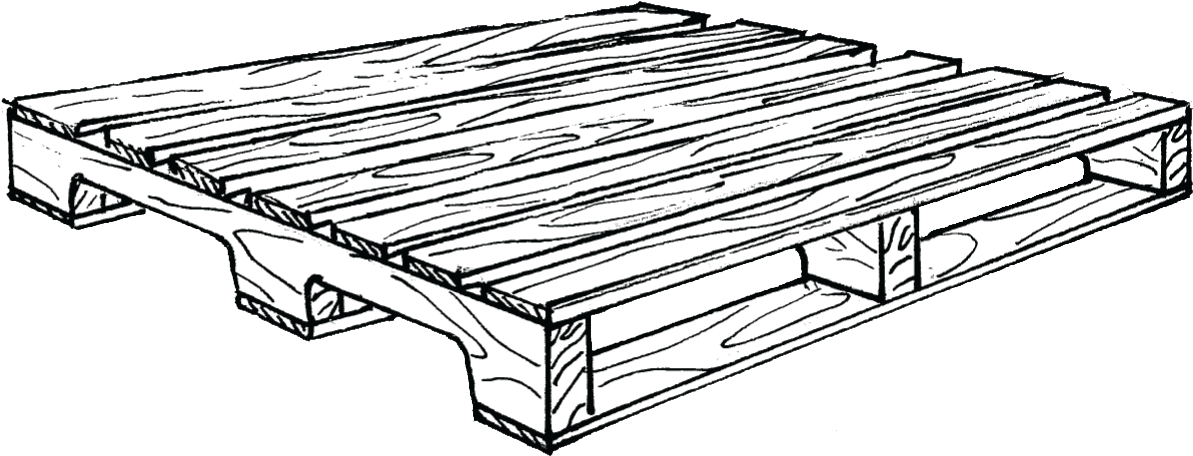 4 Way Stringer Pallets - Sketch (1216x566), Png Download