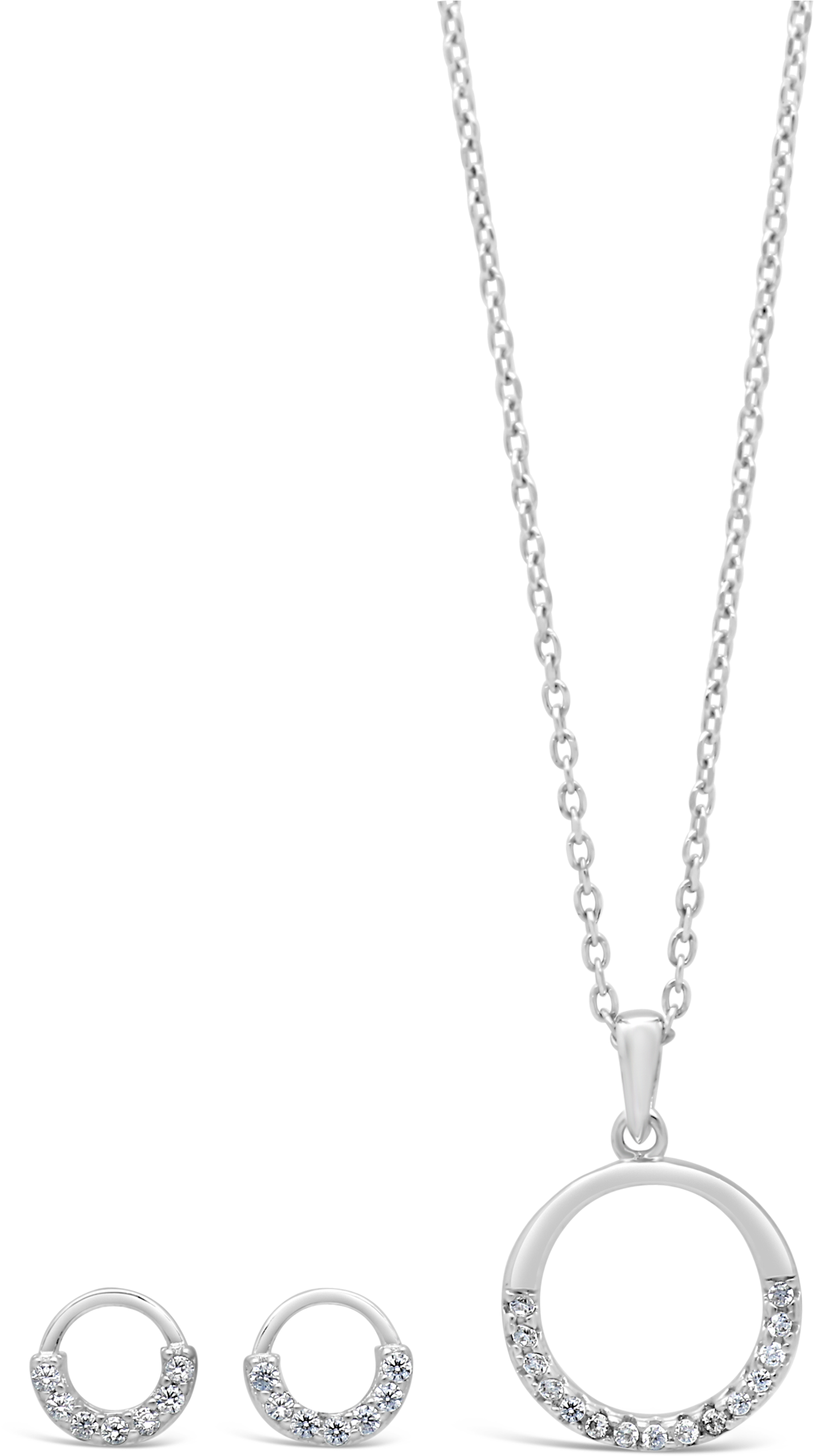 Silver Cubic Zirconia Circle Pendant With Matching - Locket (3000x3000), Png Download