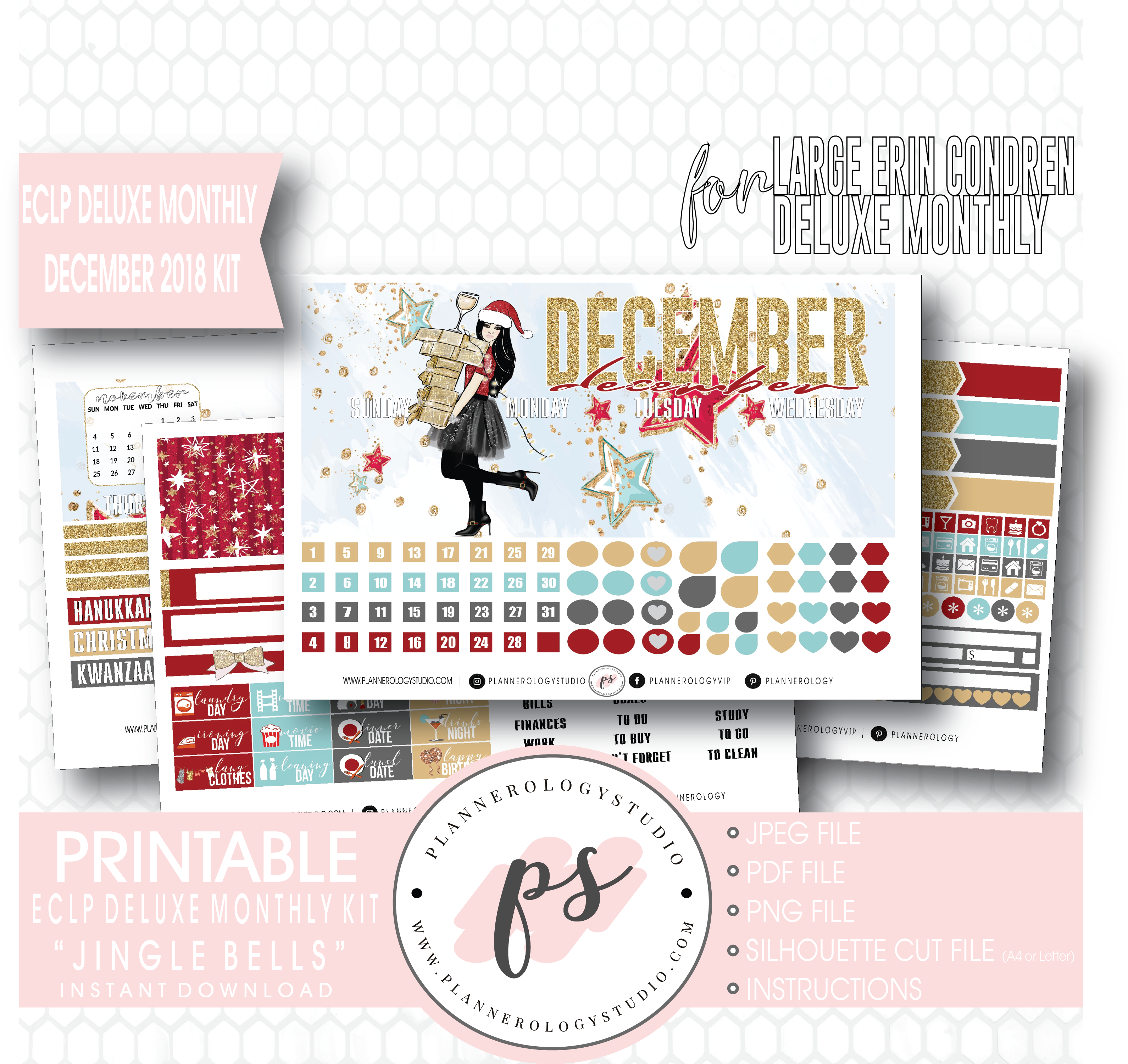 Jingle Bells December 2018 Monthly View Kit Digital (3214x3000), Png Download