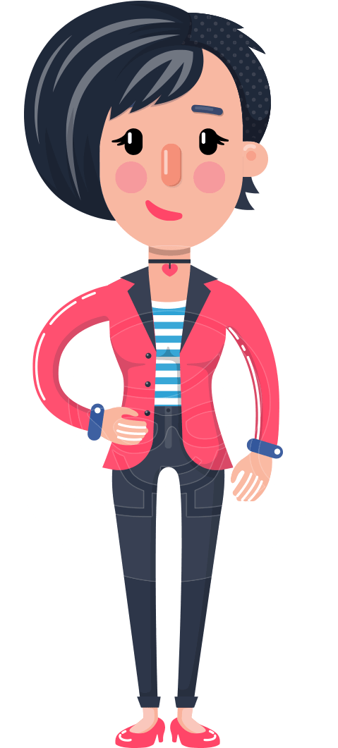 Cartoon Girl With Short Hair Vector Character - Cartoon (957x1060), Png Download