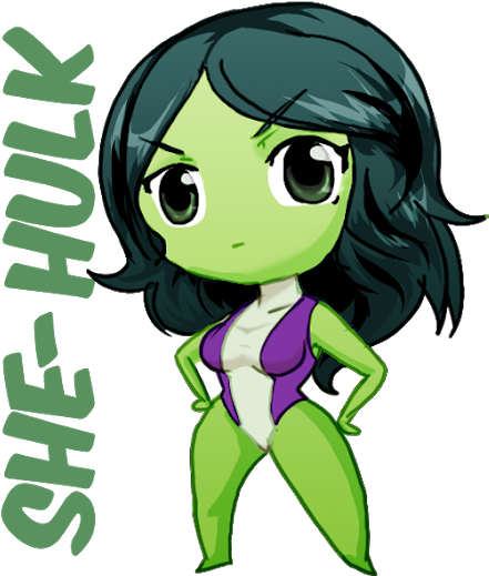 My Wife Likes She-hulk So This Is For Her - She Hulk Chibi Png (506x569), Png Download