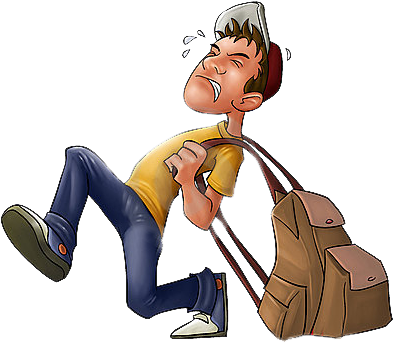 ‹ › - Carrying A Heavy Bag (400x367), Png Download