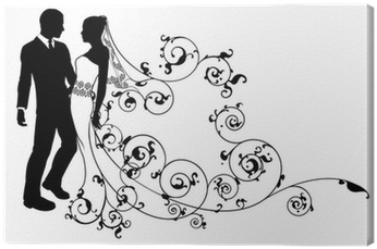 Silhouette Bride And Groom Wedding Couple Canvas Print - False Karaoke - Kekkonshiki You Cd Karaoke Kanpai/ai (400x400), Png Download