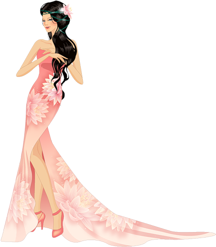 Woman Vector Fashion Model - Kimono (445x500), Png Download