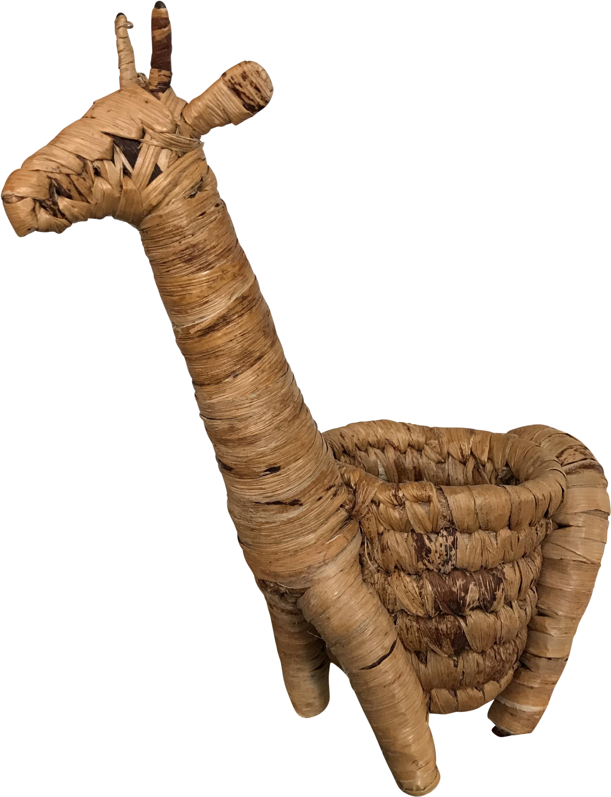Vintage Bohemian Rattan Giraffe Planter - Royalty-free (2342x3052), Png Download