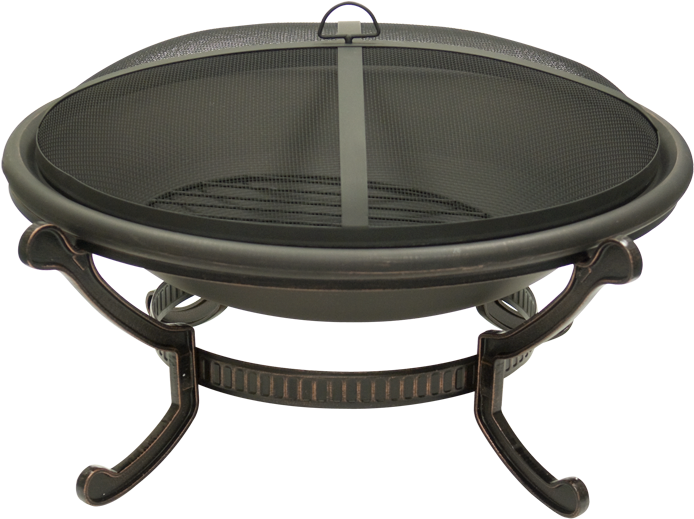 Natural Slate Tile Top & Black Base Fire Pit Size - Northern Flame Bronze Round Steel Fire Pit (732x621), Png Download