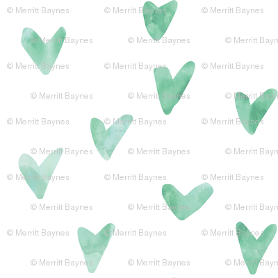 Watercolor Hearts - Light Green - Watercolor Painting (400x400), Png Download