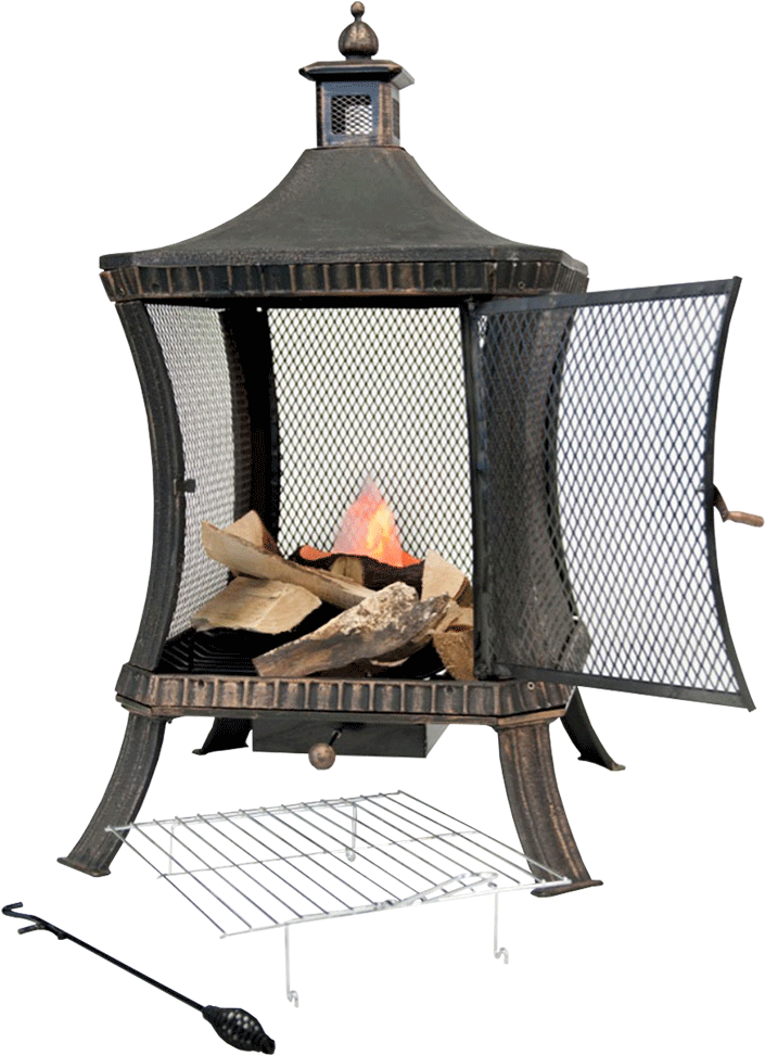 Description - Dimensions - Reviews - Description - - British Ironwork Centre Ignis Bronze Fire Pit (1000x1000), Png Download