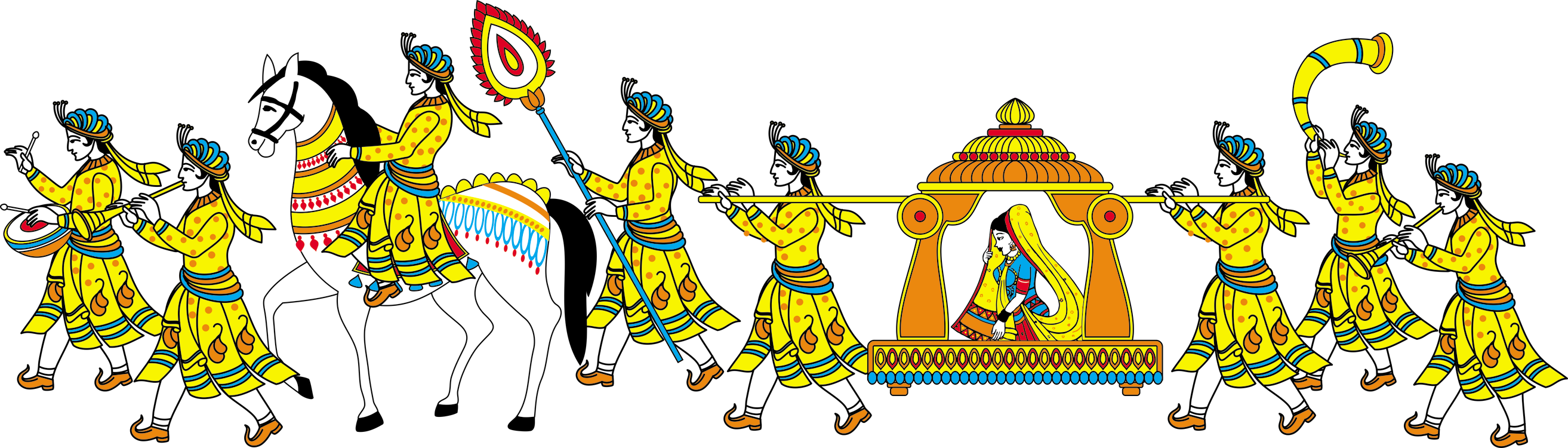 Indian Wedding Colour Clipart Source - Doli Png (2627x750), Png Download