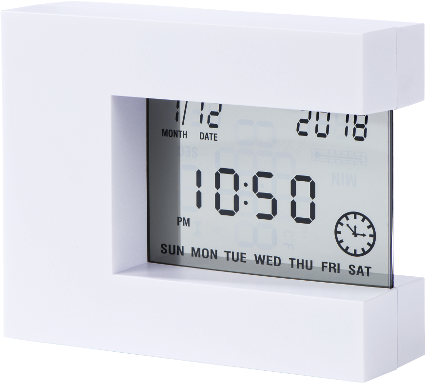 Multi Alarm Clock With Tilt Function, White - Réveil Transparent Multi-positions (1100x1100), Png Download