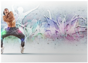 Young Man Dancing Hip Hop With Color Lines Poster • - Dance (400x400), Png Download