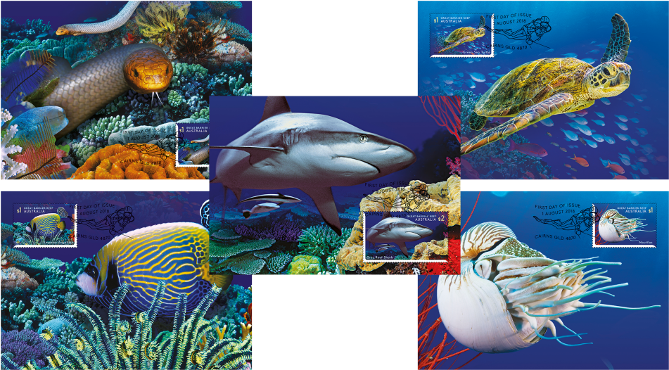 Set Of Stamps - Marine Biology (970x545), Png Download