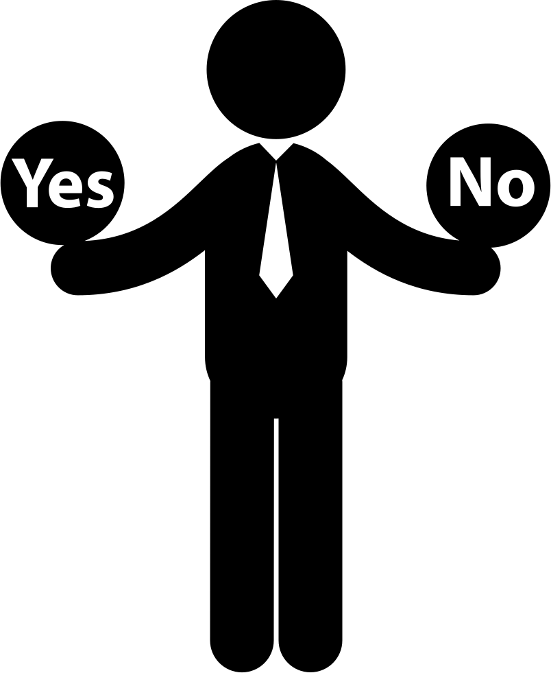 Man With Two Options To Choose Between Yes Or No Comments - Yes Or No Png (804x981), Png Download