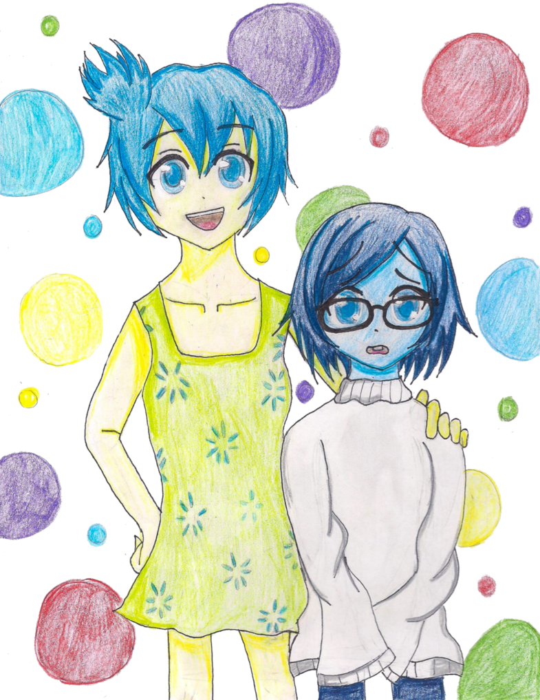 Inside Out And Sadness Graphic Free Download - Inside Out Joy And Sadness Anime (785x1017), Png Download