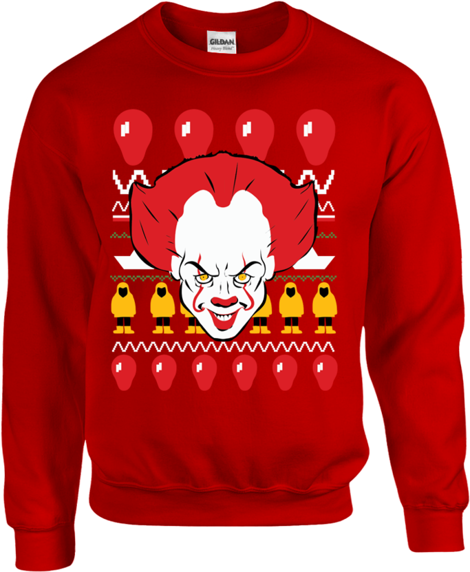 It Clown Ugly Christmas Sweater - Navy Ugly Christmas Sweater (800x945), Png Download