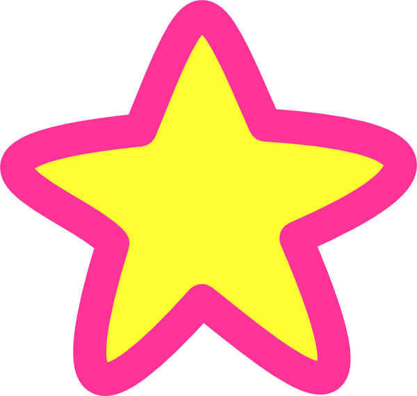 Pink Yellow Star Clip Art At Clker - Pink And Yellow Star (600x570), Png Download