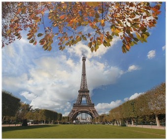 Eiffel Tower With Autumn Leaves In Paris, France Poster - Eiffel Tower (400x400), Png Download