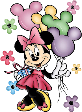 Minnie Mouse Head 3 Cliparts - Minnie Mouse With Balloons (400x400), Png Download