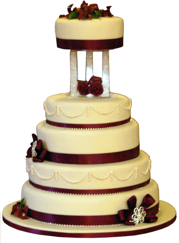 Burgundy Broach Wedding Cake - Cake Decoration By Burgundy Color (369x500), Png Download