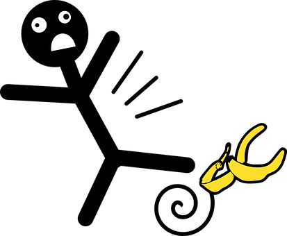 Banana Fall Falling Slip Slipping Man Pers - Slip Clip Art (413x340), Png Download