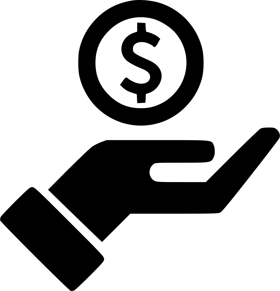 Hand Streched Dollar Outline Comments - Hand With Money Icon (942x980), Png Download