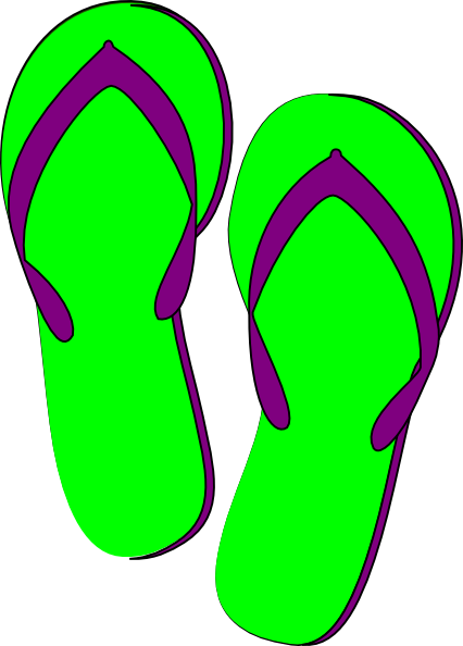 How To Set Use Green Purple Flip Flops Clipart (426x594), Png Download