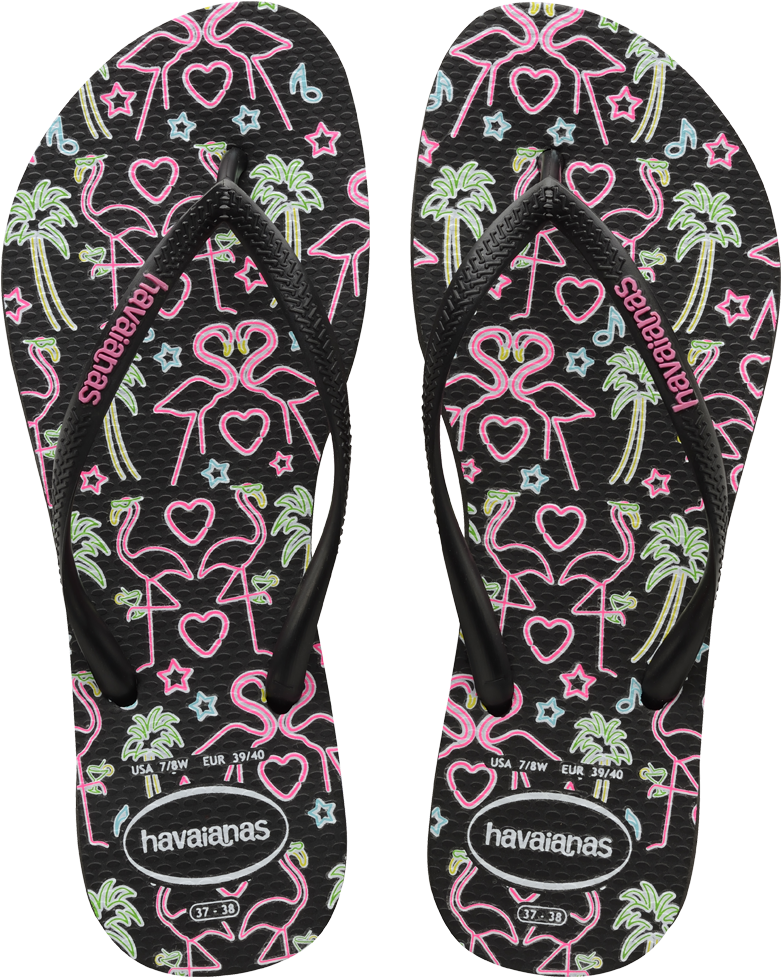 Slim Flamingo Women's Flip Flops Havaianas - Havaianas Slim Women Us 11 Black Flip Flop Sandal (780x1000), Png Download